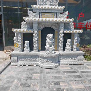 攀枝花芝麻白中国黑石材套墓 花岗岩墓碑